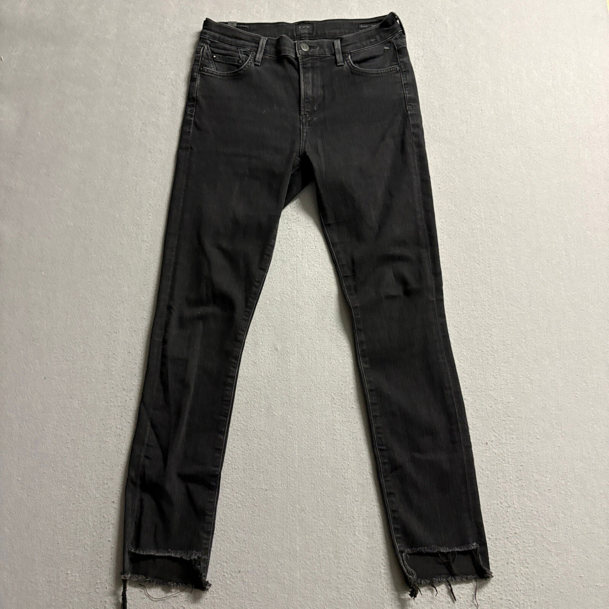 Citizens of Humanity Rocket High Rise Skinny Jeans Womens 26 Black Raw Hem