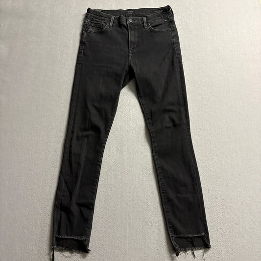 Citizens of Humanity Rocket High Rise Skinny Jeans Womens 26 Black Raw Hem