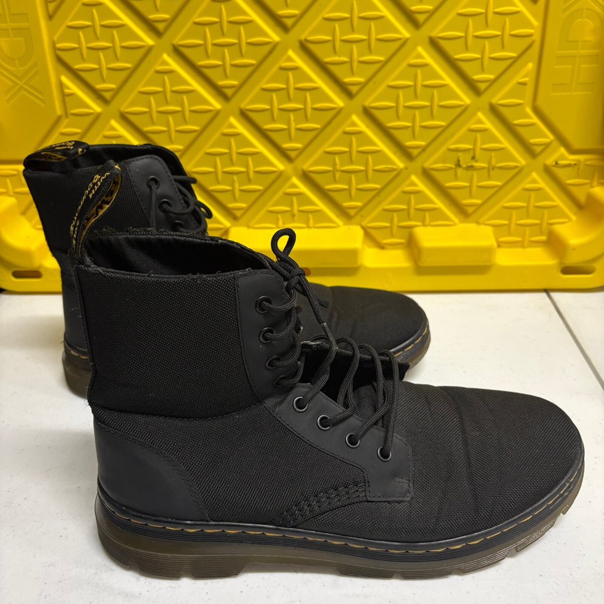 Dr Martens Combs Canvas Fold Down Combat Lace Up Boots Black Mens US 12 / UK 11