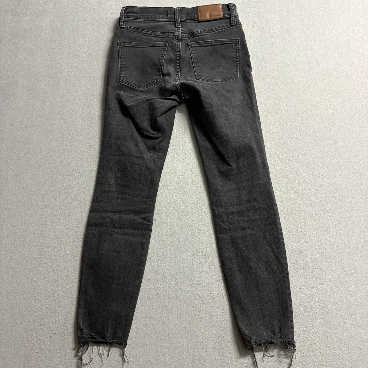 Madewell 9 High Rise Skinny Jeans Womens 24 Black Button Fly Raw Hem Stretch