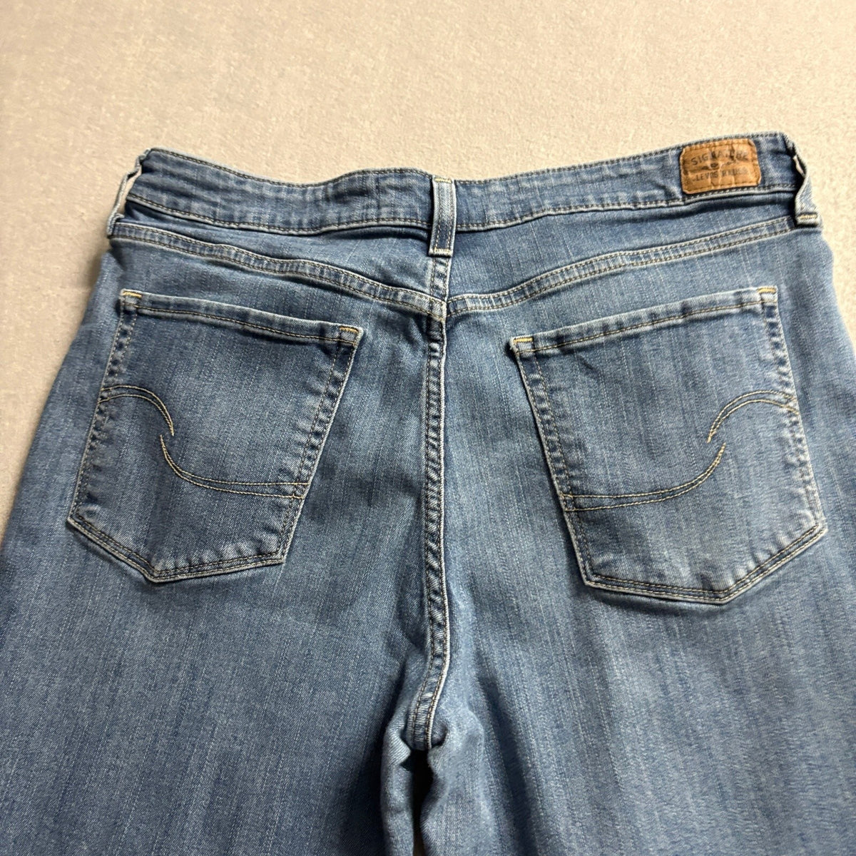 Signature by Levi Strauss Co Womens Jeans Size 14 Mid Rise Boyfriend Blue Denim