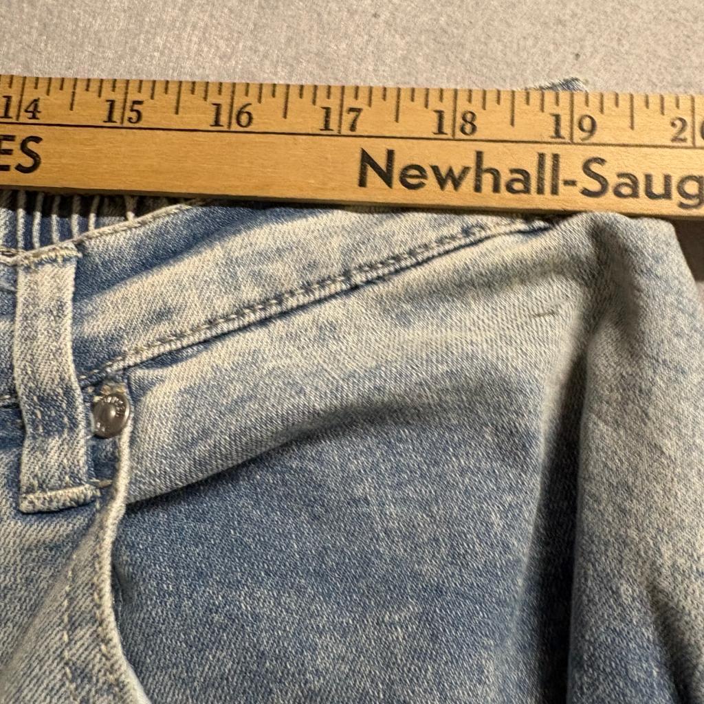 Madden NYC Womens Wide Leg Cargo Jeans Light Wash Rhinestone Accent Size 1X