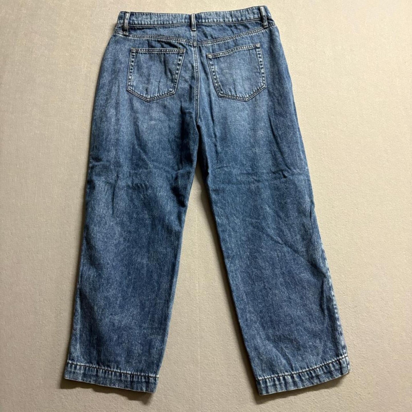 Loft Outlet Petite Jeans Womens Size 8P Blue Acid Wash Wide Leg Crop Denim