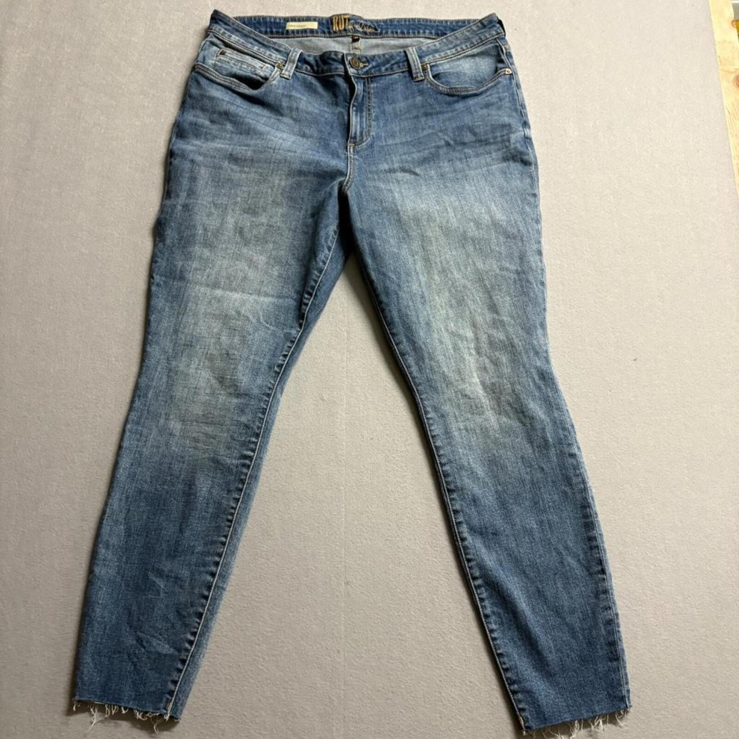 Kut from the Kloth Carlo Ankle Skinny Jeans Womens 16 Blue Denim Raw Hem Stretch