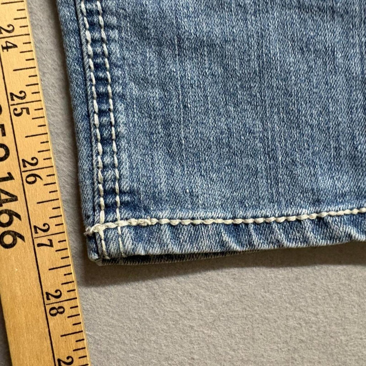 Paris Blues Jeans Womens 13 Blue Denim Low Rise Straight Leg Stretch Floral Trim