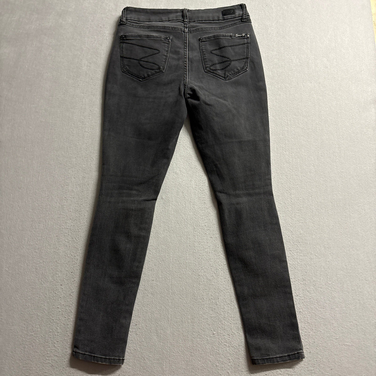 Seven7 Distressed Skinny Jeans Womens Size 6 Gray Ripped Knee Denim