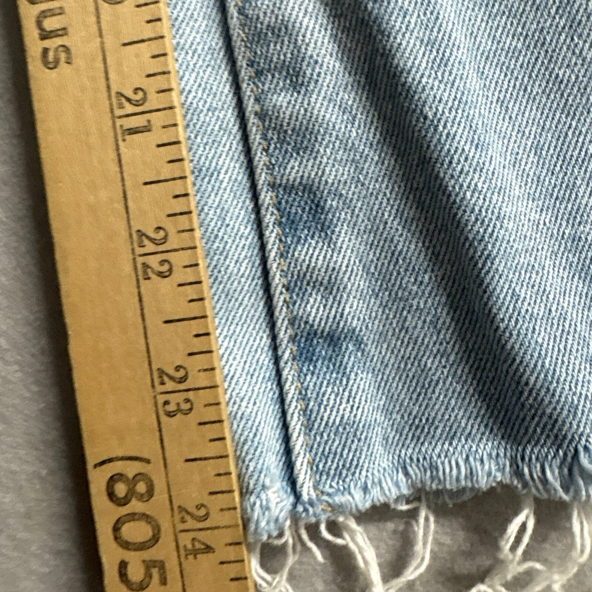 American Bazi High Rise Wide Leg Distressed Raw Hem Jeans Light Wash Size