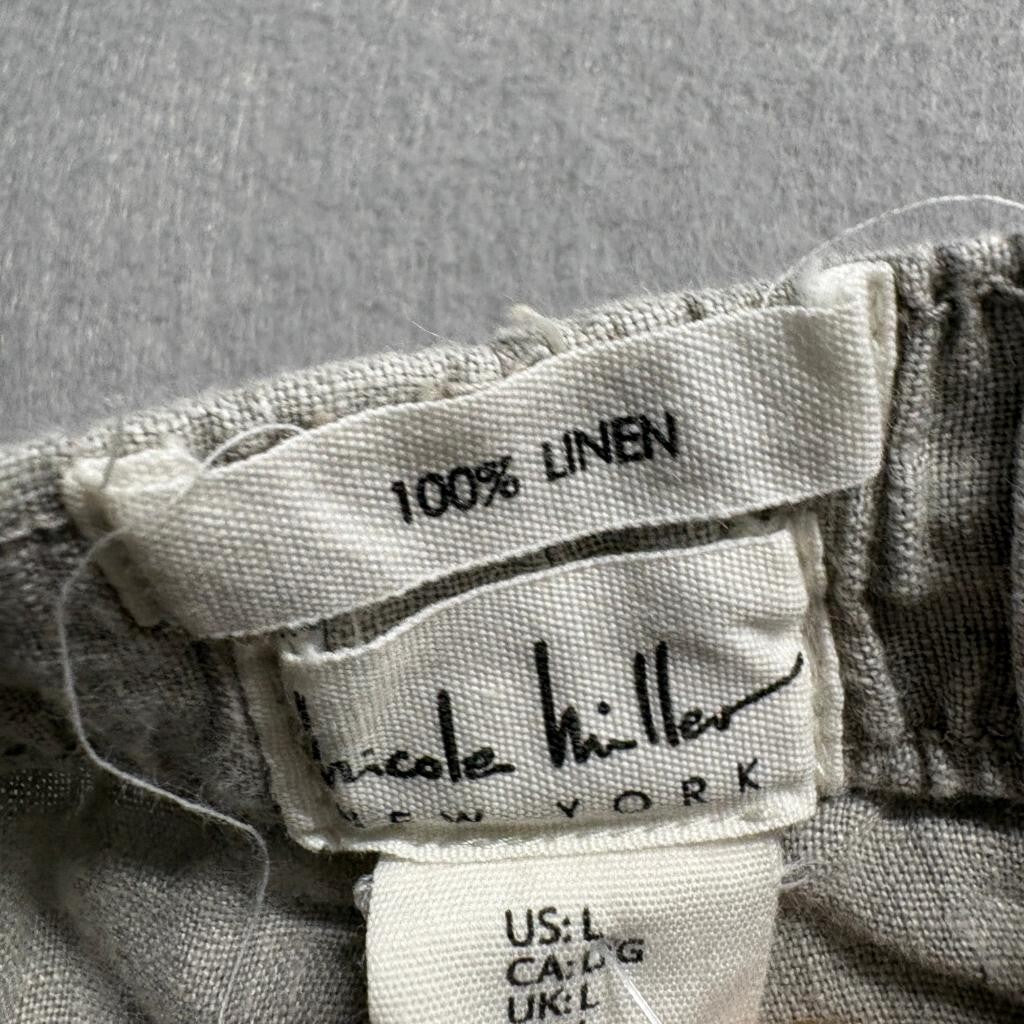 Nicole Miller New York Linen Cargo Pants Womens Large Gray Drawstring Joggers
