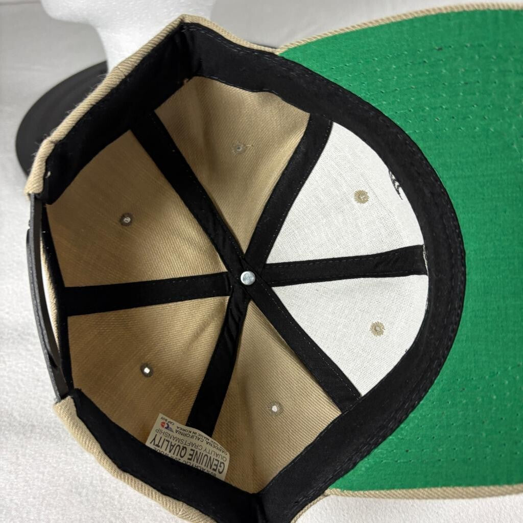Vintage Nike Swoosh Snapback Hat Mens Tan Beige Green Under Visor Cap Boy Korea