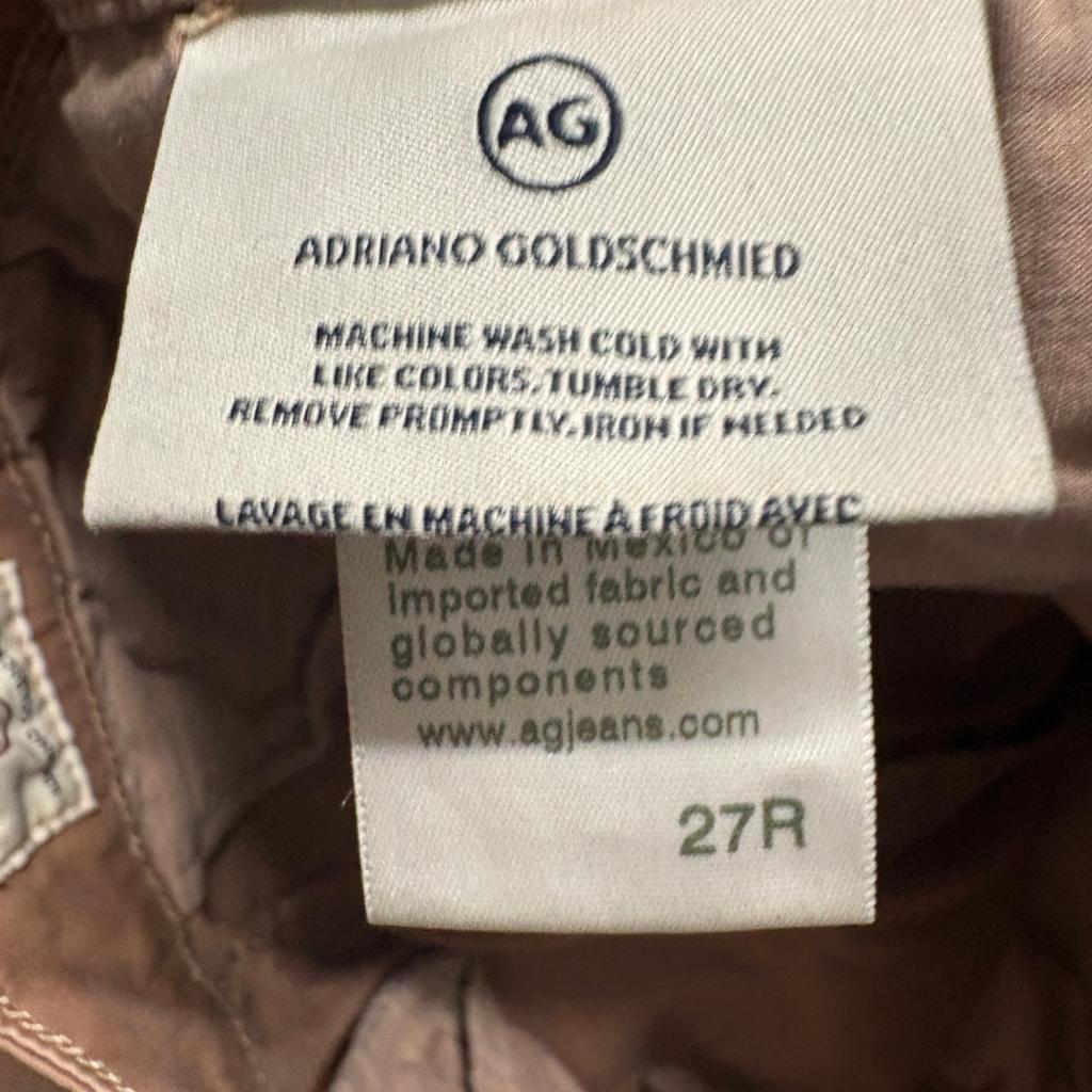 AG Adriano Goldschmied Caden Tailored Trouser Pants Womens 27R Brown Stretch