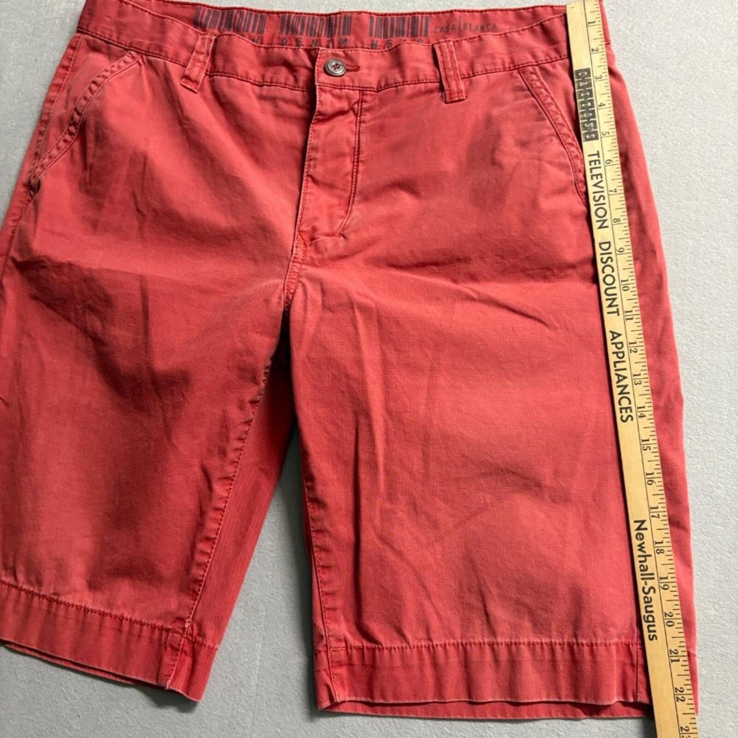Casa Blanca Rough Denim Wear Mens Chino Shorts Size 36 Red Cotton Casual