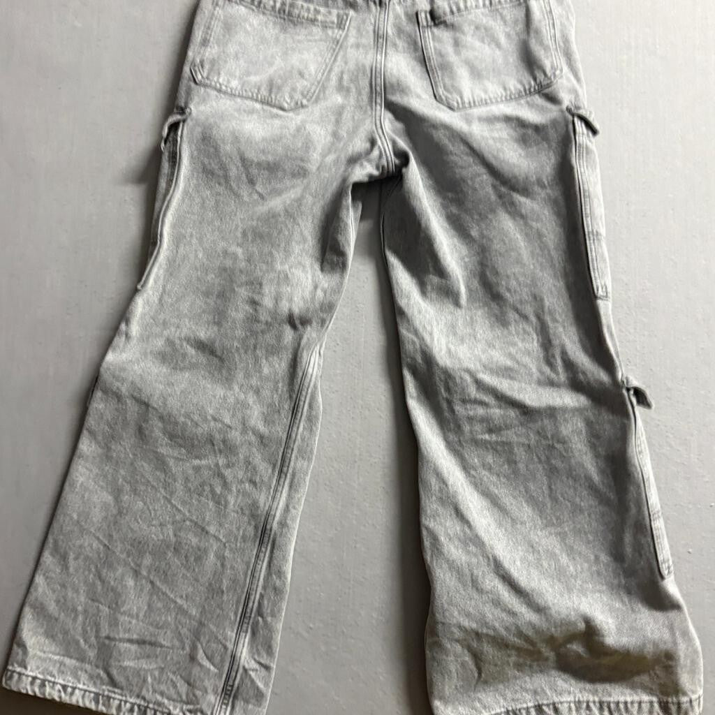 H&M Divided Gray Cargo Jeans Womens Size 8 Wide Leg High Rise Denim Pants