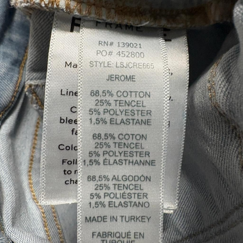Frame Denim Le Skinny de Jeanne Crop Jeans Womens 24 Light Wash Raw Hem Turkey