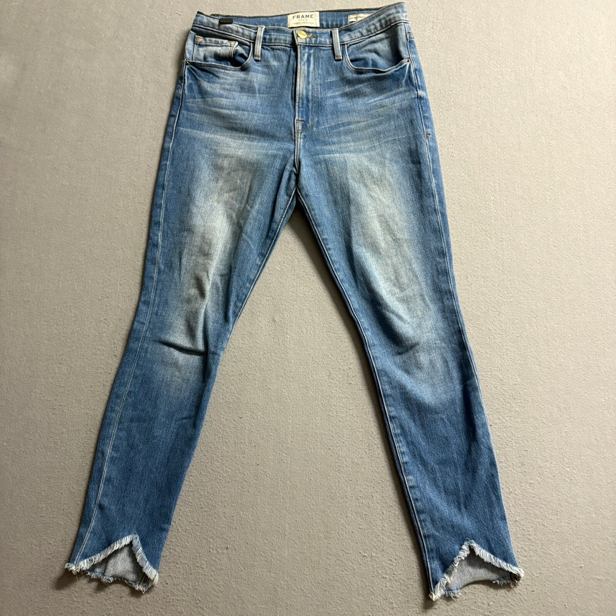 Frame Denim Ali High Rise Cigarette Jeans Women Size 27 Blue Raw Step Hem