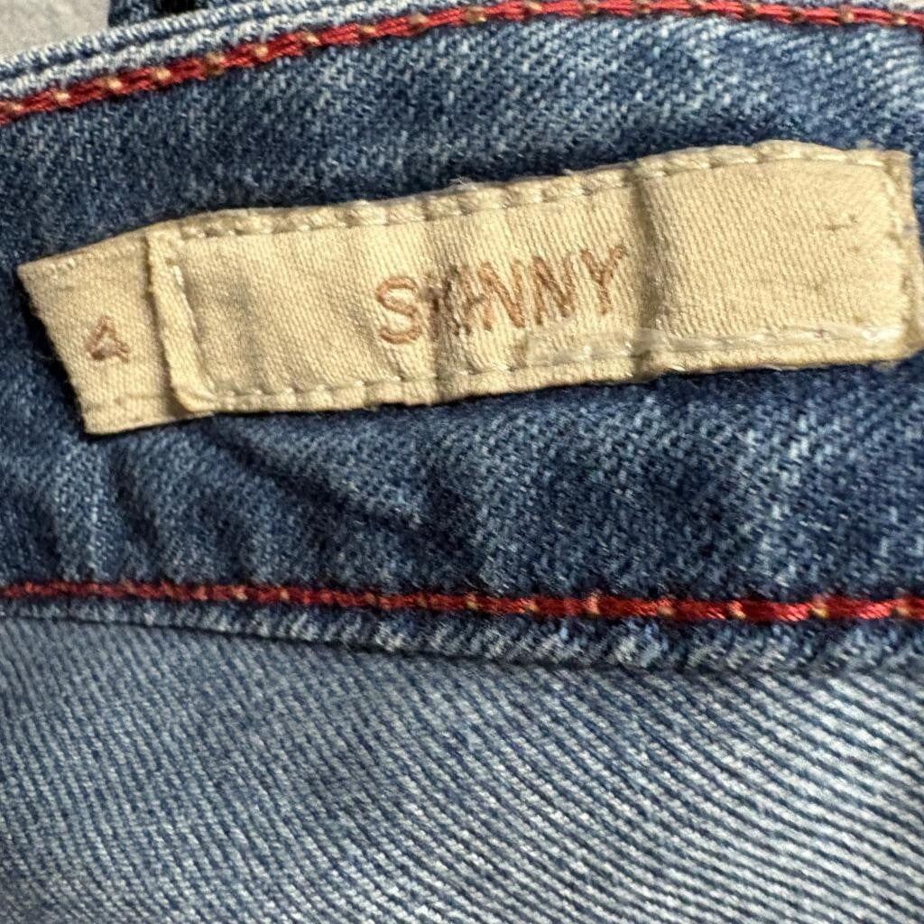 Seven7 Moto Skinny Jeans Womens 4 Blue Denim Ribbed Pleated Knee Stretch
