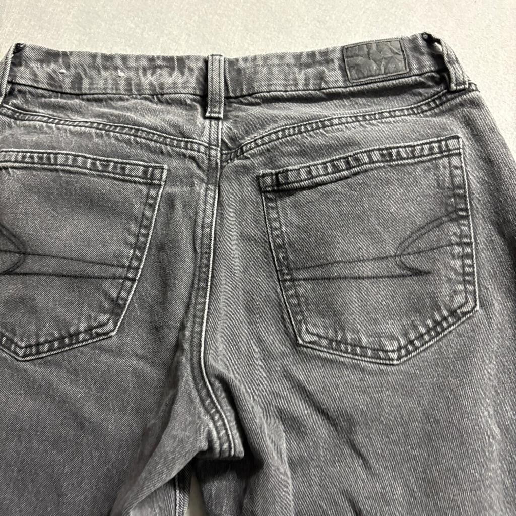 American Eagle Real Good Wide Leg Jeans Womens Size 8 Long Gray Denim Stretch