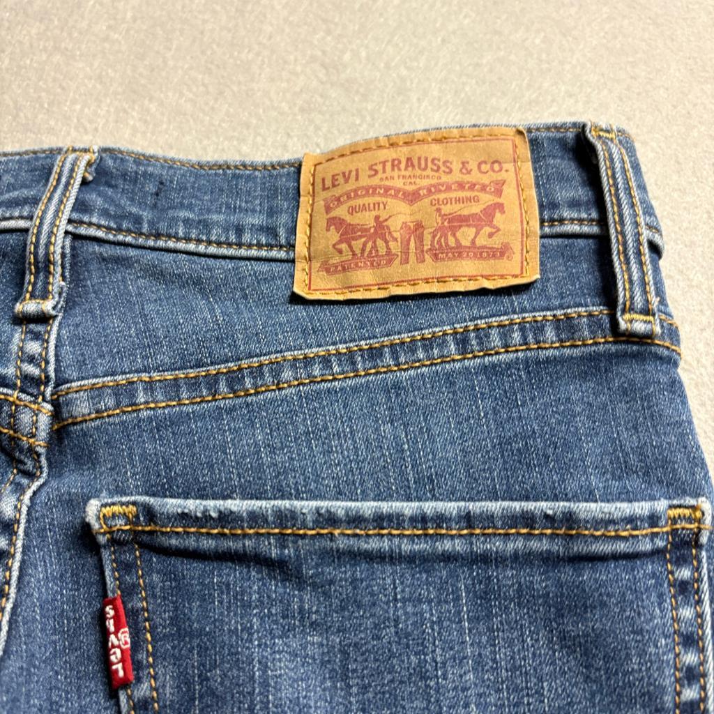 Levis Mile High Super Skinny Jeans Womens 27 Distressed Ripped Knee Blue Denim