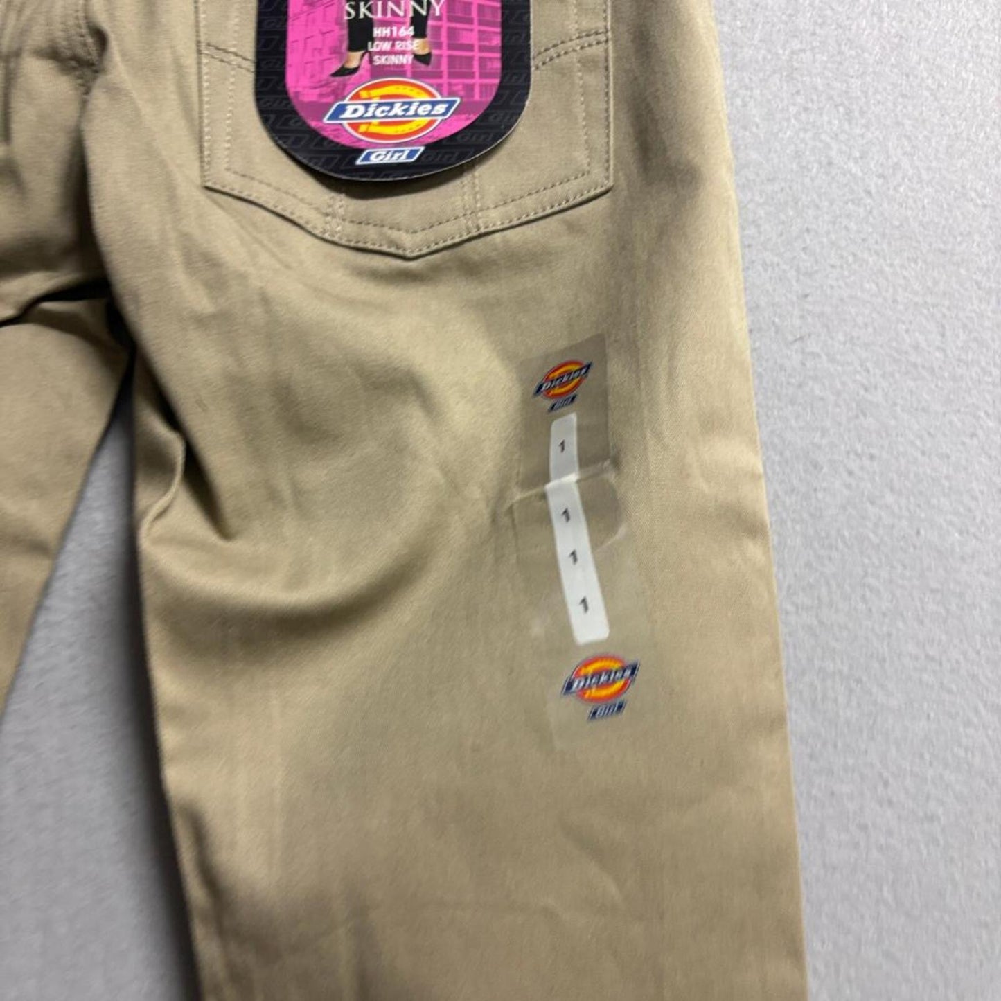 Dickies Girl Low Rise Skinny Pants Womens Size 1 Khaki Beige Chino HH164 NWT