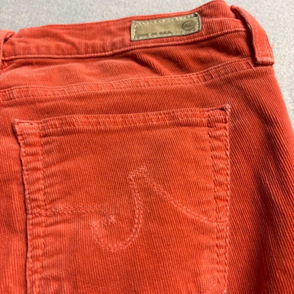 AG Adriano Goldschmied The Stevie Corduroy Pants Womens 29R Orange Slim Straight