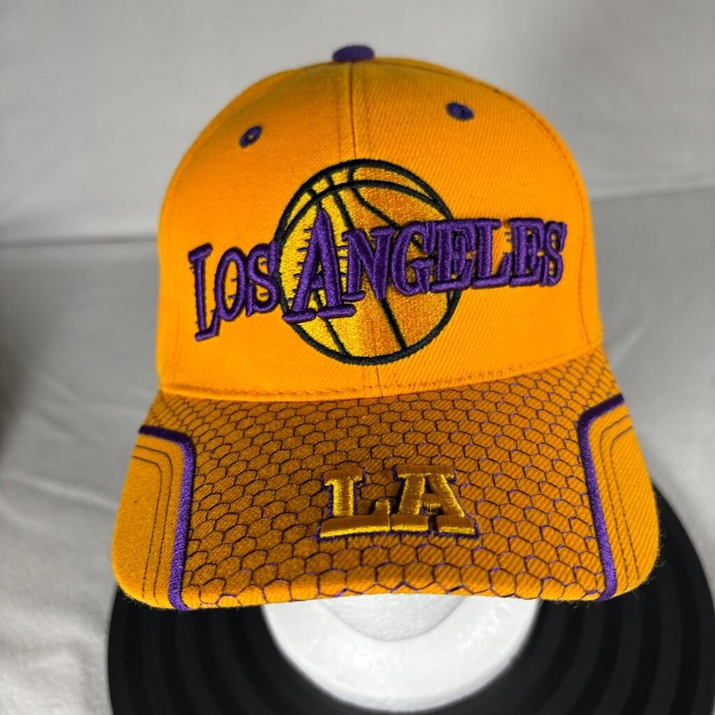 Los Angeles Lakers Hat Sam's Cap Yellow Purple LA Embroidered Hook Loop