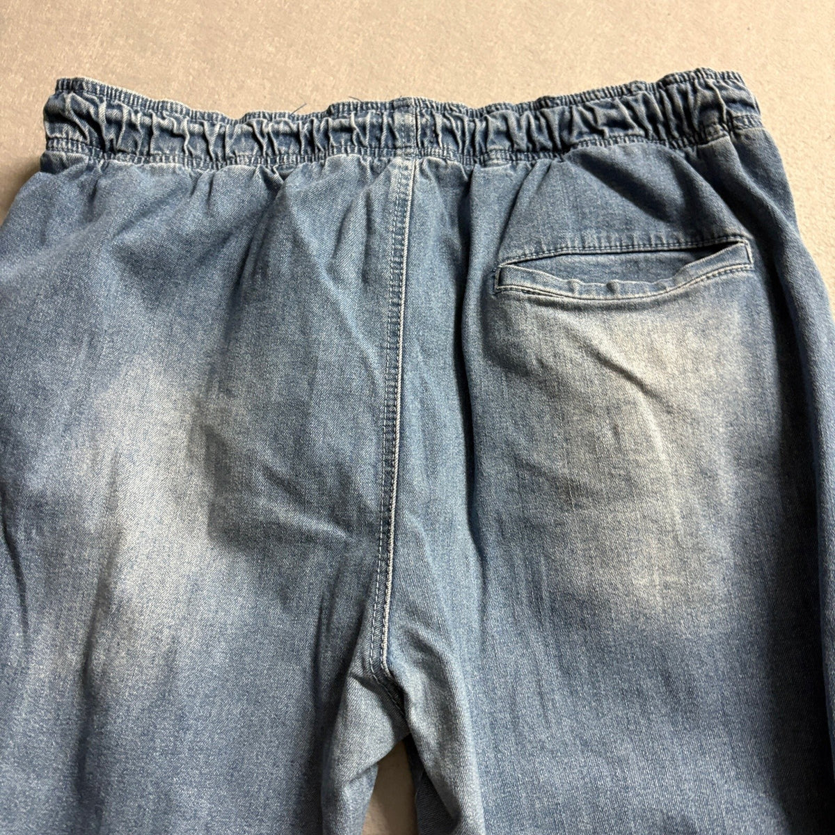 OTB Denim Joggers Mens Medium Blue Elastic Drawstring Waist Cuffed Hem Pants
