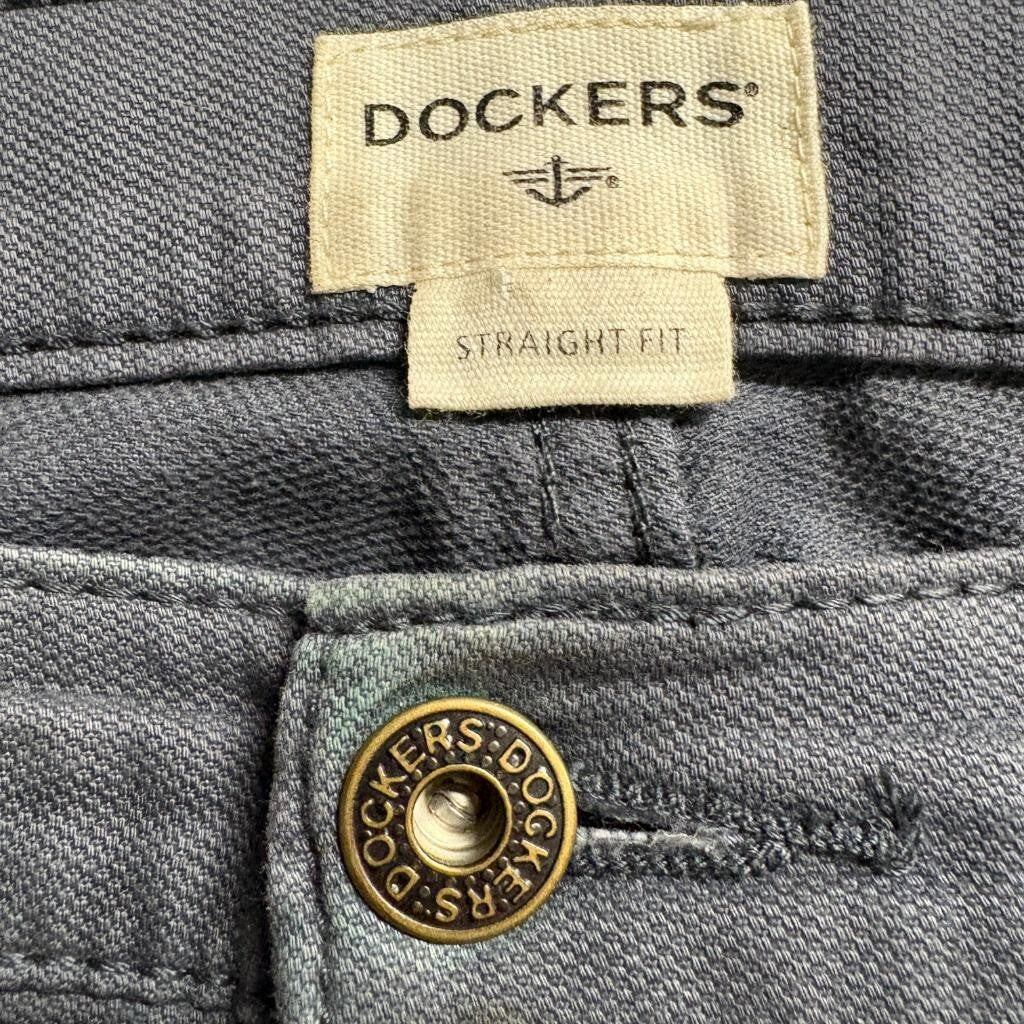Dockers Straight Fit Pants Mens 36x32 Gray Cotton Blend Chino Casual