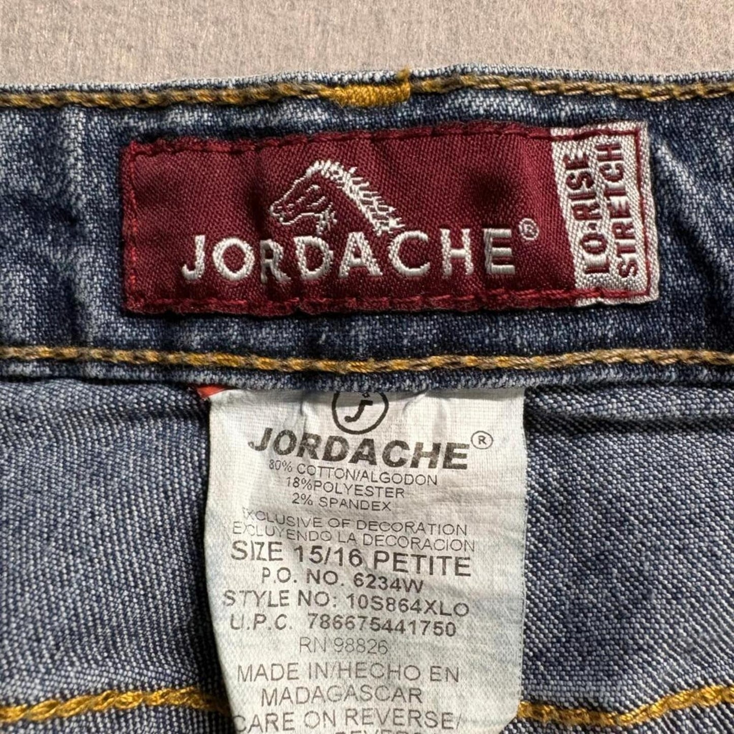 Jordache Lo-Rise Stretch Jeans Womens 15/16 Petite Blue Denim Crop Flare 5807