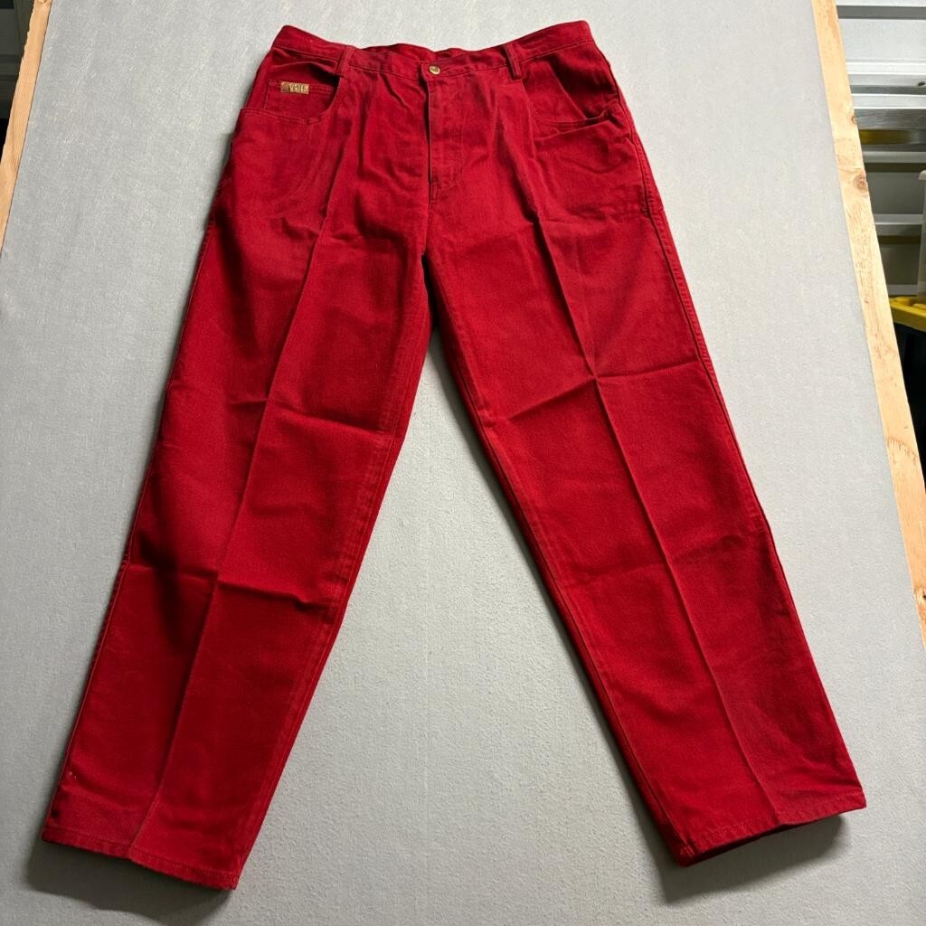 Vintage Gate Jeans Red Denim Pants Womens Size 38 Cotton High Rise Straight Leg