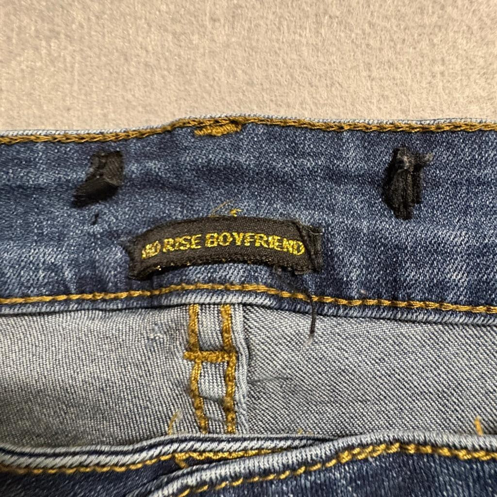 Lucky and Blessed L&B Mid Rise Boyfriend Jeans Womens Plus Size Blue Denim