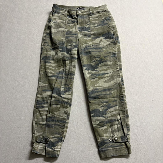 Express Camo Cropped Straight Pants Womens Size 4 High Rise Green Utility