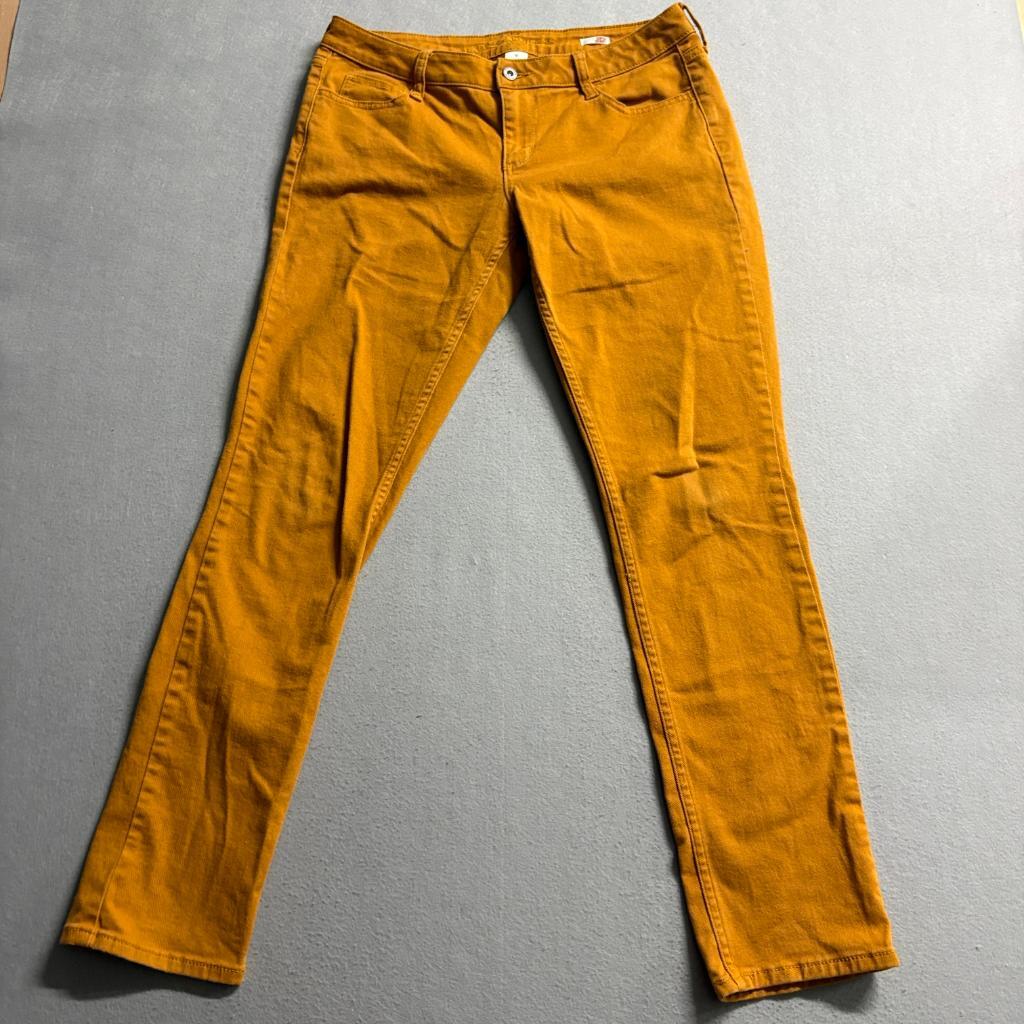 Arizona Jean Co Super Skinny Jeans Womens 13 Mustard Yellow Gold Stretch Denim