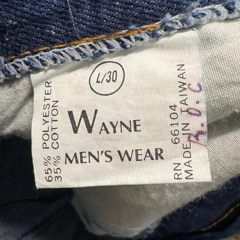 Vintage Wayne Acid Wash Jeans L/30 High Rise Tapered Leg Blue Denim Taiwan
