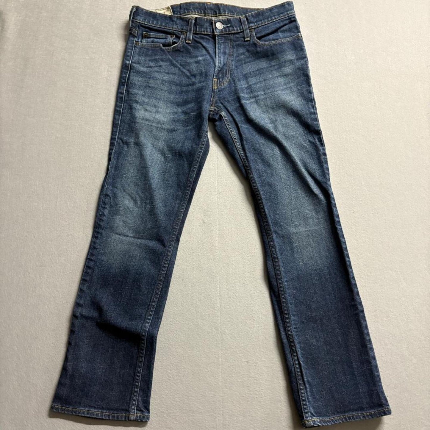 Hollister Slim Straight Jeans Mens 32x30 Dark Wash Blue Stretch Denim Pants