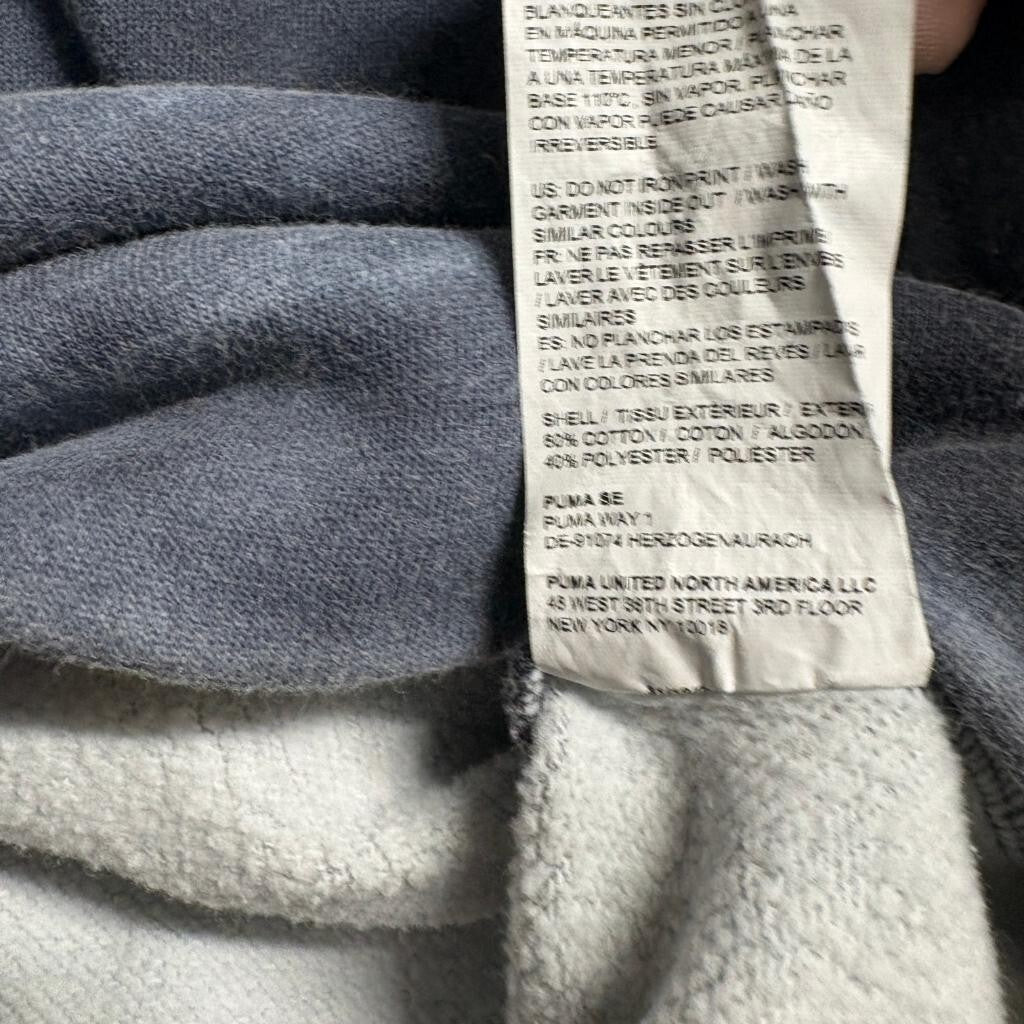 Puma Boys Hoodie Size L 14-16 Gray Tie Dye Big Logo Fleece Pullover Sweatshirt