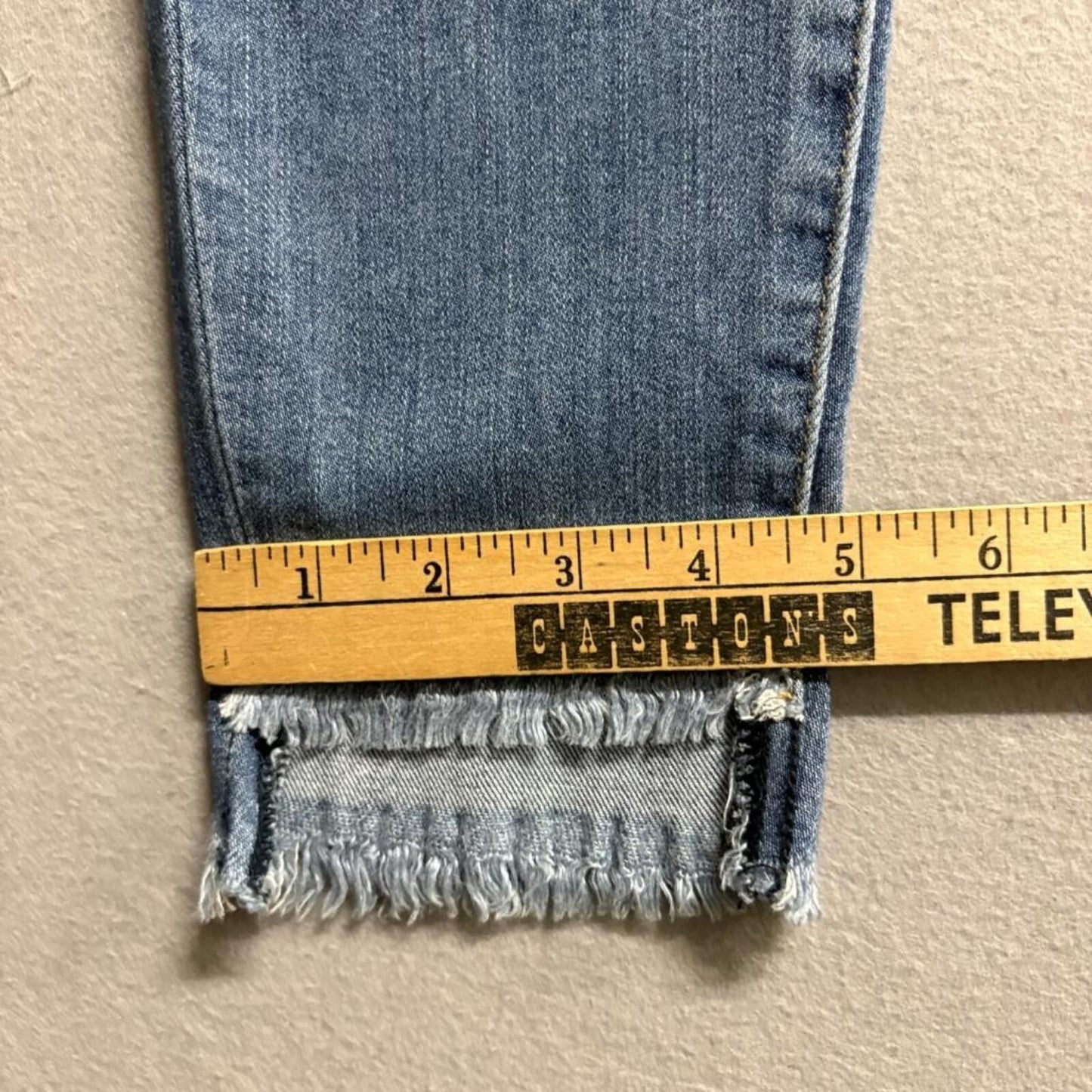 Just Black Denim JBD Distressed Skinny Jeans Womens Size 27 Blue Fringed Step