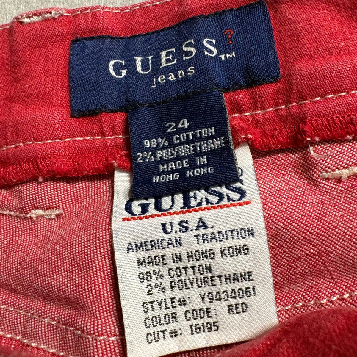 Guess Jeans Vintage Womens 24 Red Denim Pants Bootcut Mid Rise Made in Hong Kong