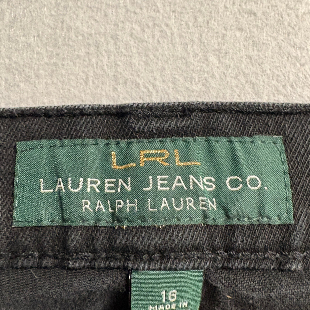 Lauren Ralph Lauren Jeans Womens 16 Black Denim Straight Leg Stretch Pants LRL