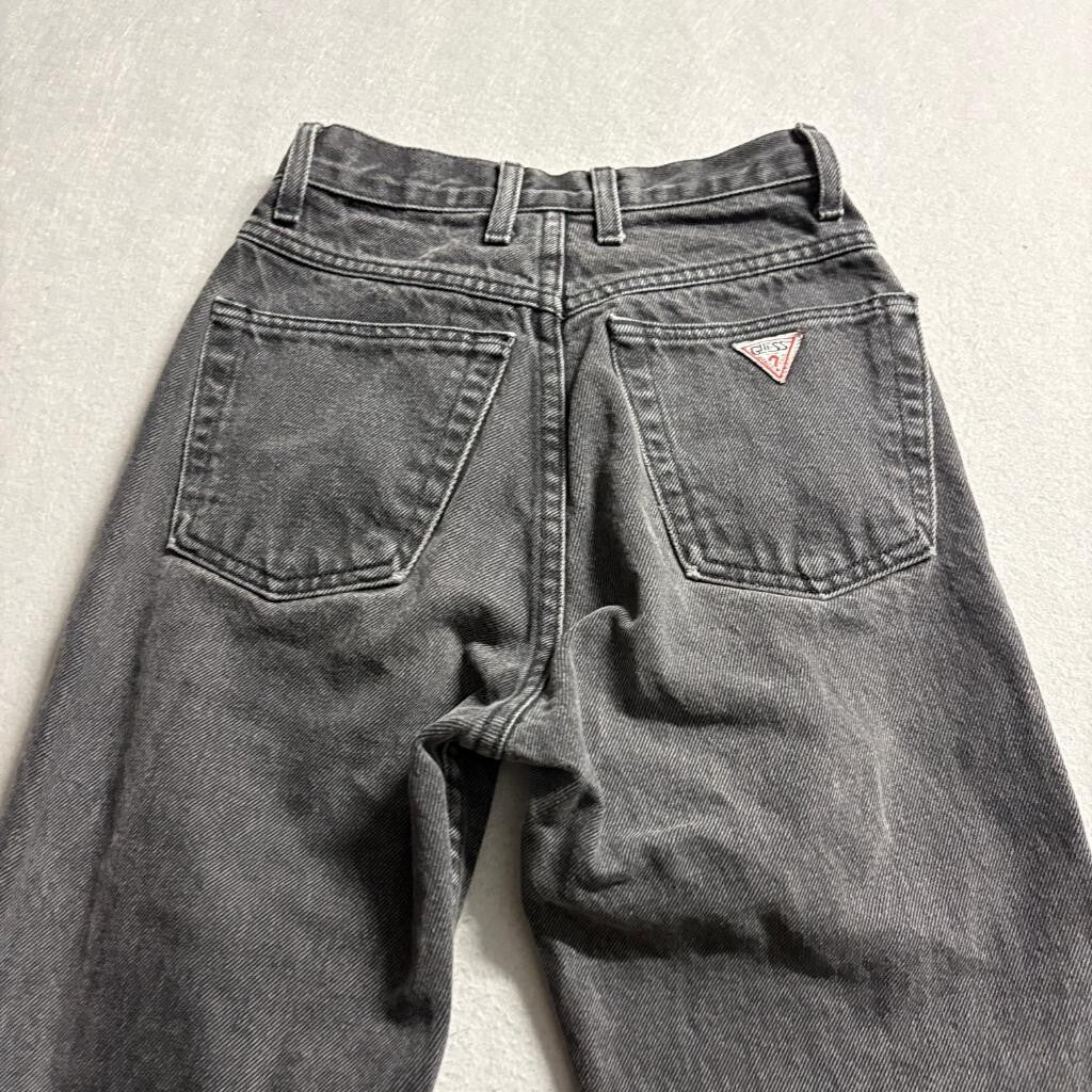 Vintage Guess Georges Marciano Jeans Womens 24 Black Denim High Rise Raw Hem USA