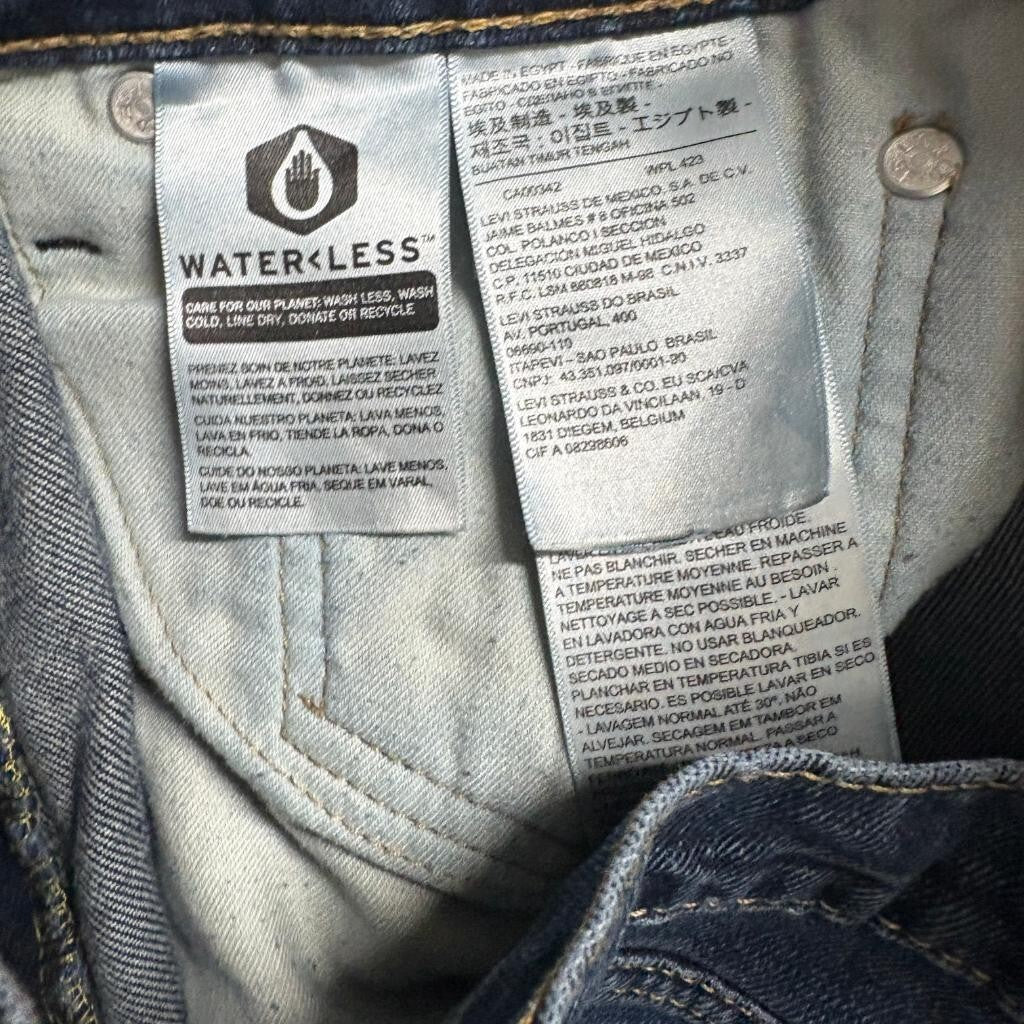 Levis 512 Slim Taper Jeans Mens 32x32 Blue Denim Stretch Water Less Distressed