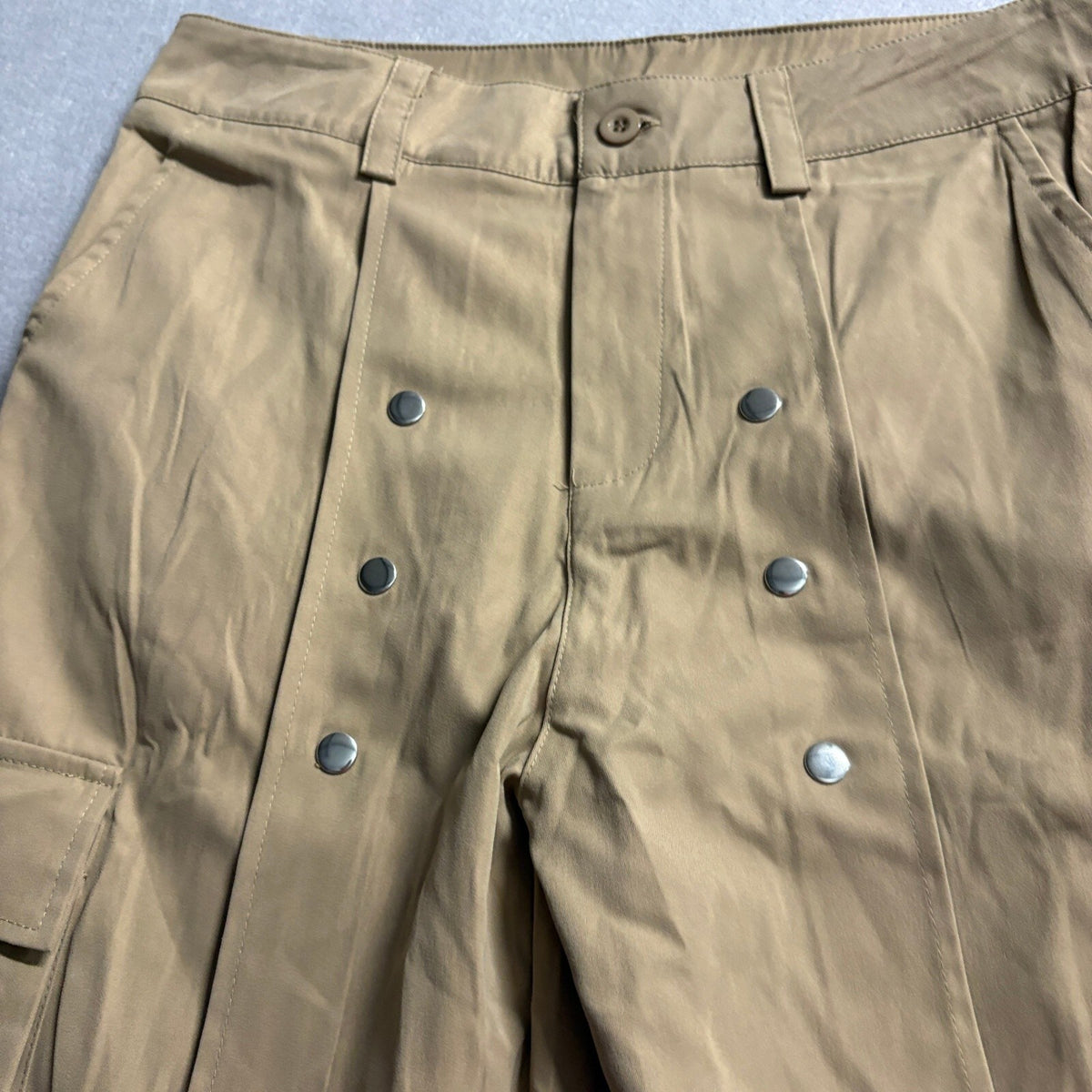 Manfinity Cargo Pants Mens Medium Brown Tan Sailor Button Front Utility Pockets