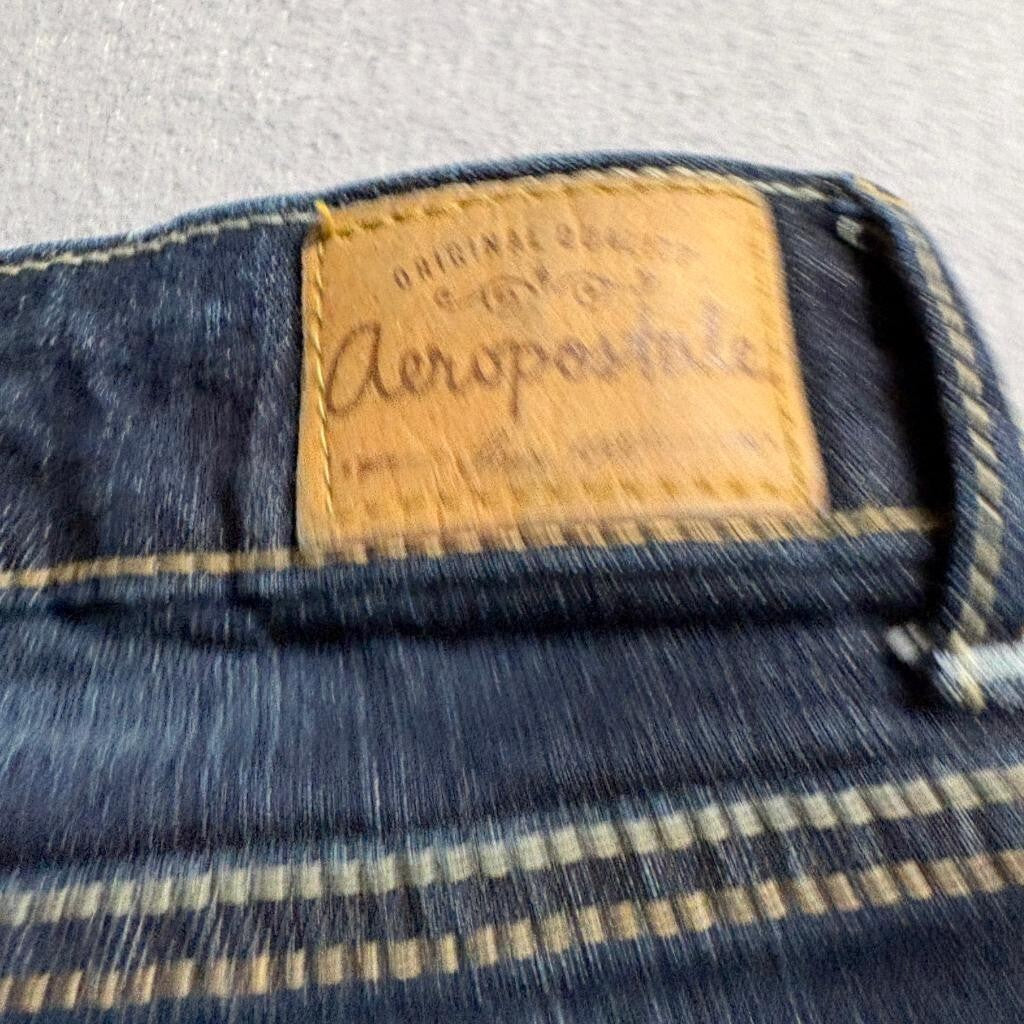 Aeropostale Bayla Skinny Jeans Womens 3/4 Short Dark Wash Blue Denim Stretch