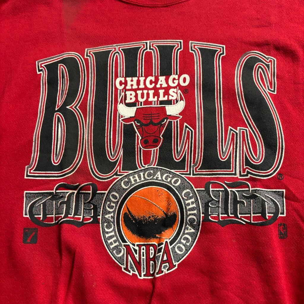 Vintage Chicago Bulls Tultex Sweatshirt Mens XL Red 90s NBA Crewneck Stain Flaw