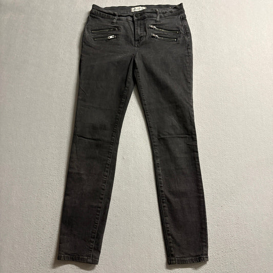 Madewell Skinny Skinny Jeans Womens Size 29 Black Moto Zipper Pockets Stretch