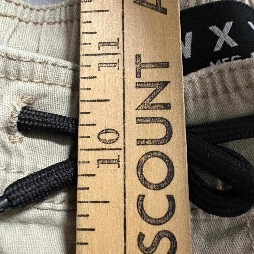 WXYZ Mfg Co Mens Large Cargo Jogger Pants Khaki Beige Cotton Stretch Drawstring