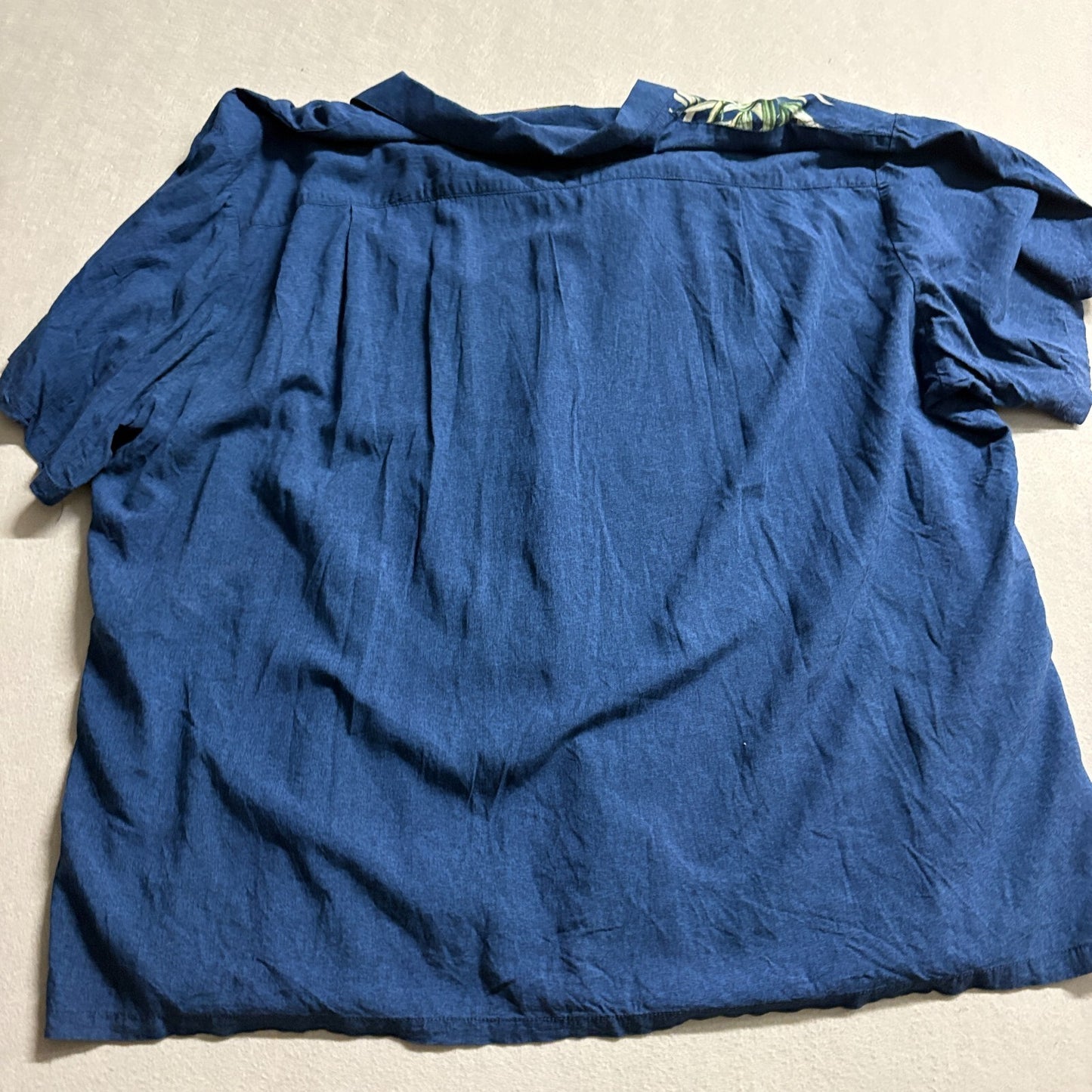Paradise Found Hawaiian Aloha Shirt 4XL Fits Like 4XL Blue Bamboo Rayon Camp Mad
