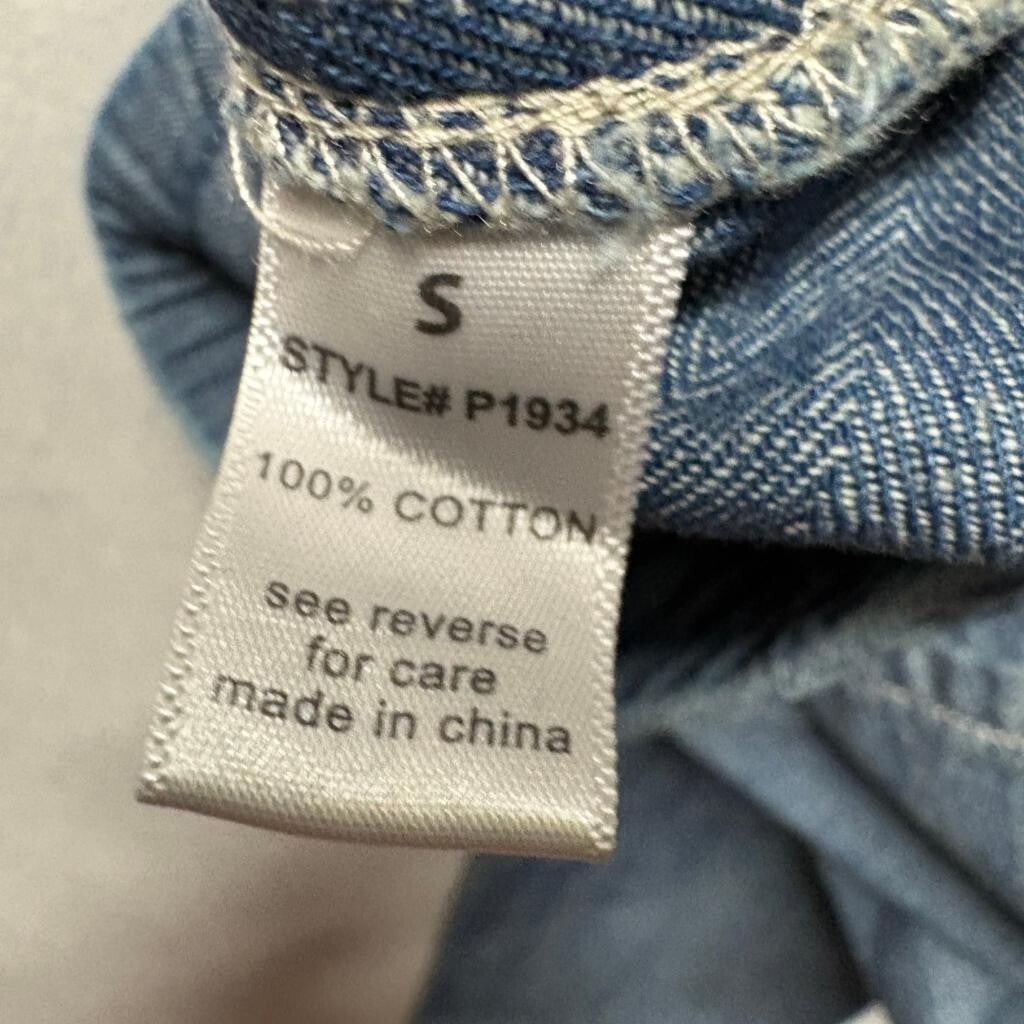 Active USA Womens Blue Denim Joggers Size S Elastic Drawstring Waist 100% Cotton