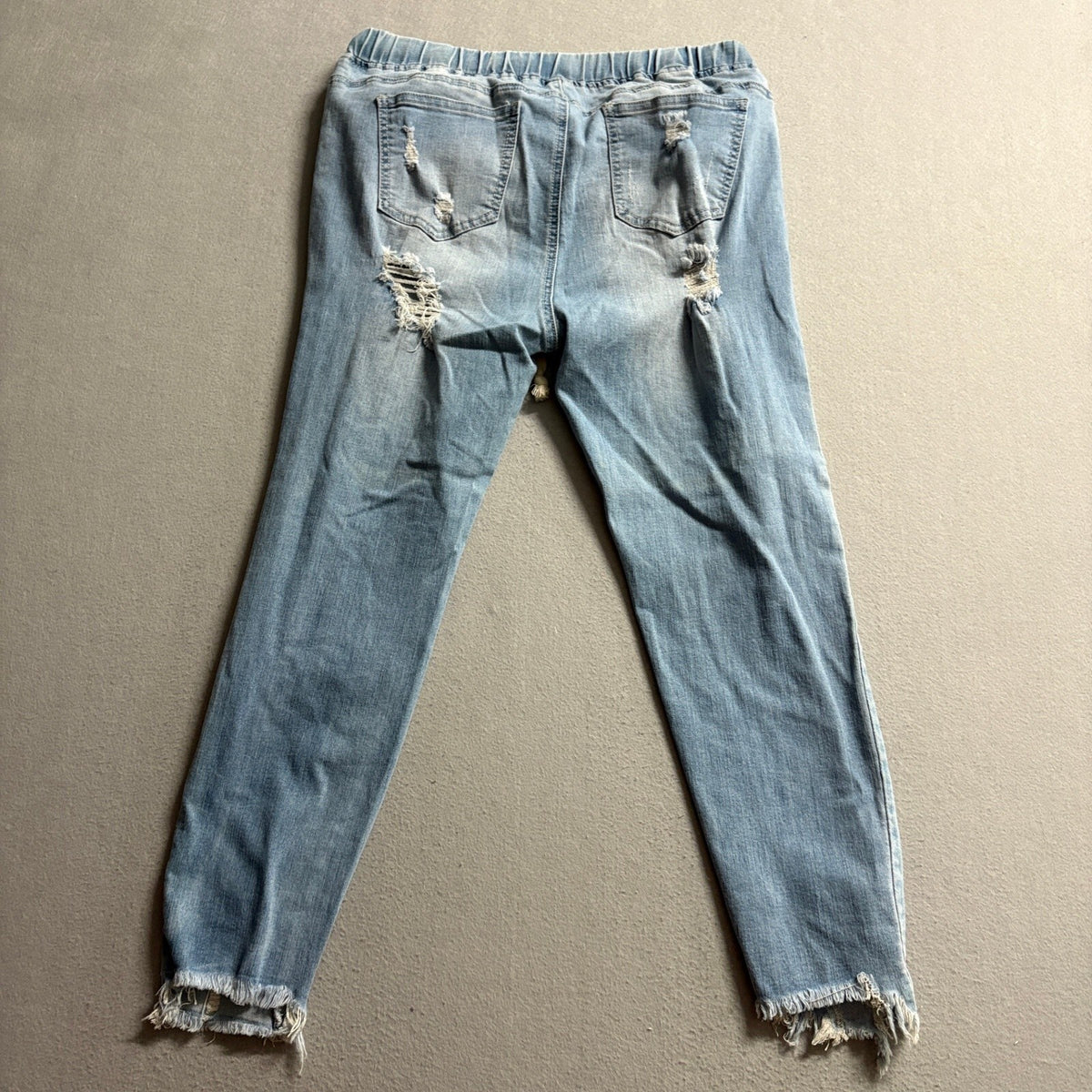 American Bazi Distressed Jogger Jeans Womens 1X Light Wash Denim Drawstring