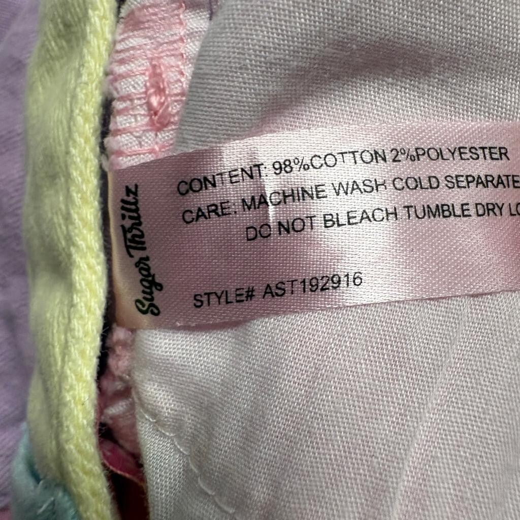 Sugar Thrillz Colorblock Pastel Jeans Womens Small Pink Purple Yellow Green