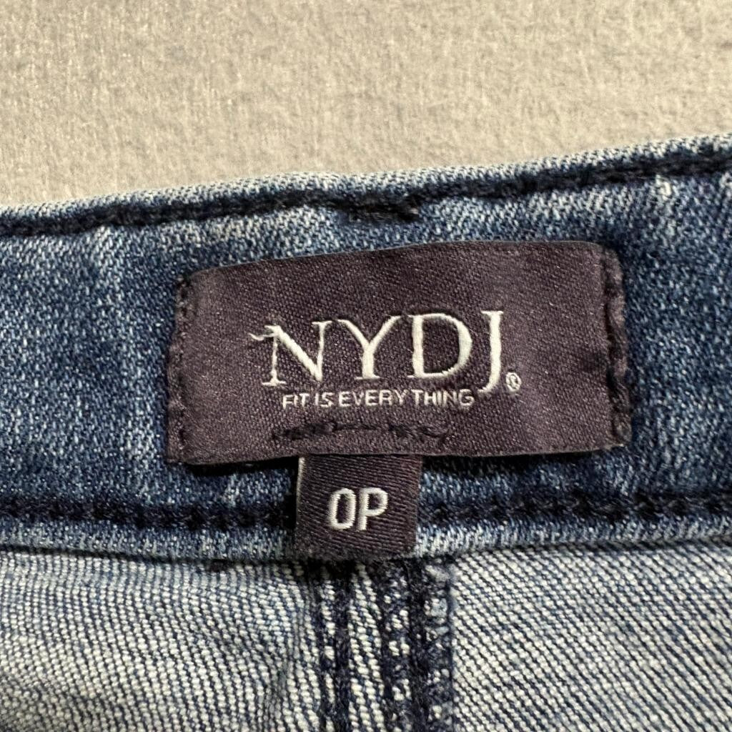 NYDJ Girlfriend Jeans Womens 0P Blue Denim Lift Tuck Stretch Crop Petite