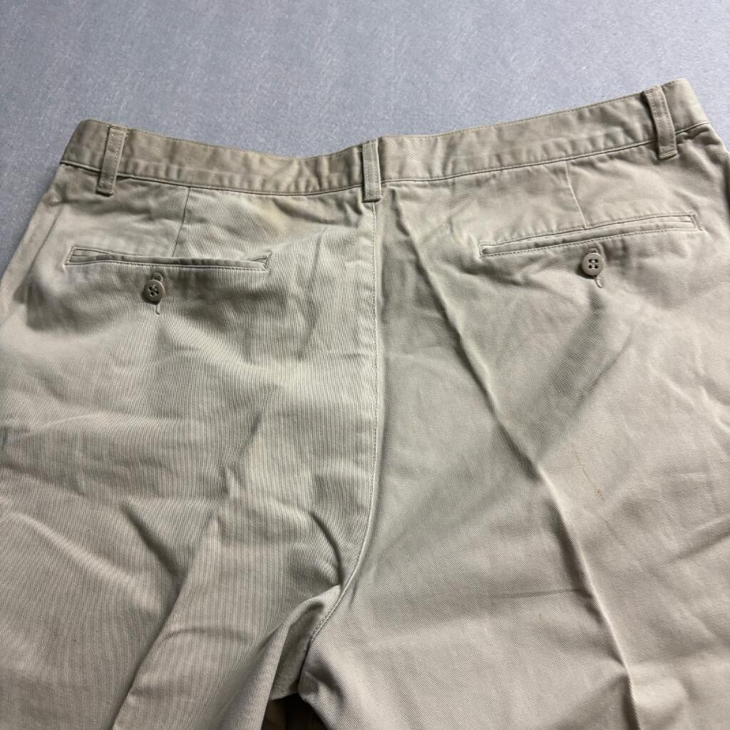 Merona Mens Chino Pants 38x32 Beige Khaki Cotton Flat Front Straight Leg